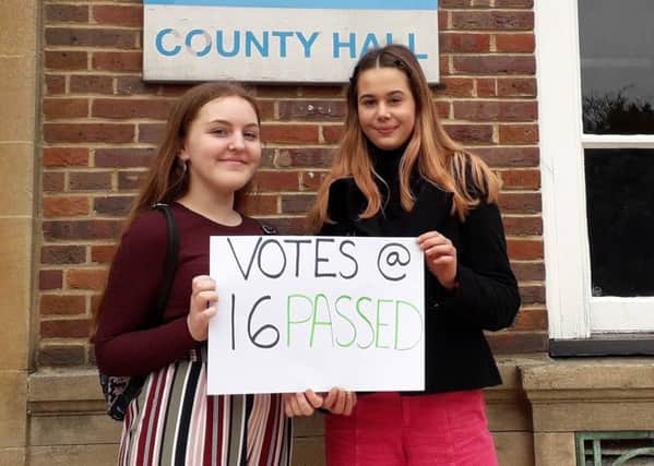 West Sussex Youth Cabinet members celebrate the success of their 'Votes at 16' campaign