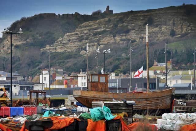 Hastings File: Fishing boats pictured around the Fishermen's Beach area. SUS-190124-130420001