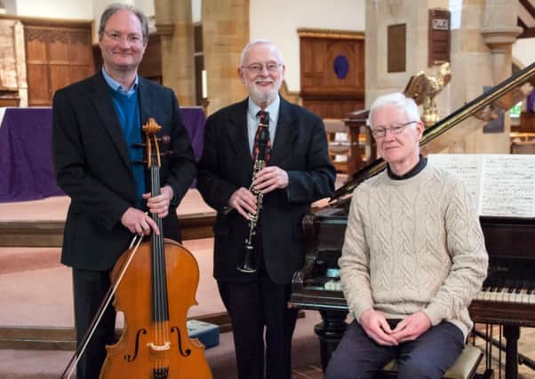 From left: Ethan Merrick (cello and double bass), Tony Donovan (clarinet) and Andrew Storey (piano). Picture by Melvyn Walmsley