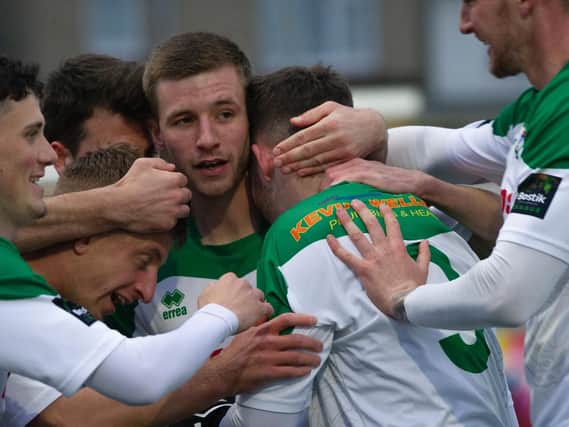 Goal celebration time for Bognor in the semi-final / Picture by Tommy McMillan