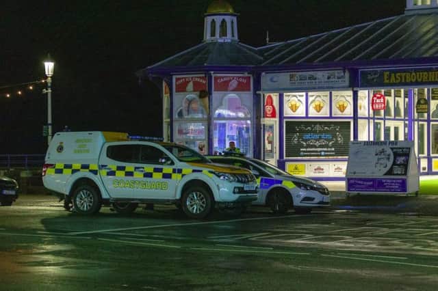 Coastguard teams on scene at Eastbourne Pier, photo by Pete Abel