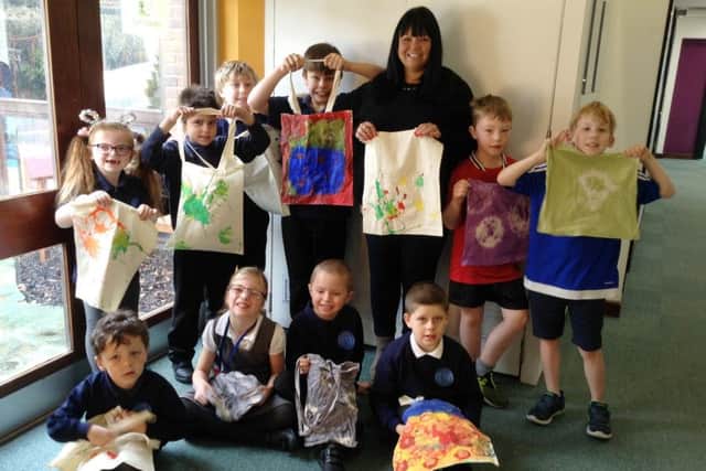 Herons Dale Primary School pupils with some of their colourful creations