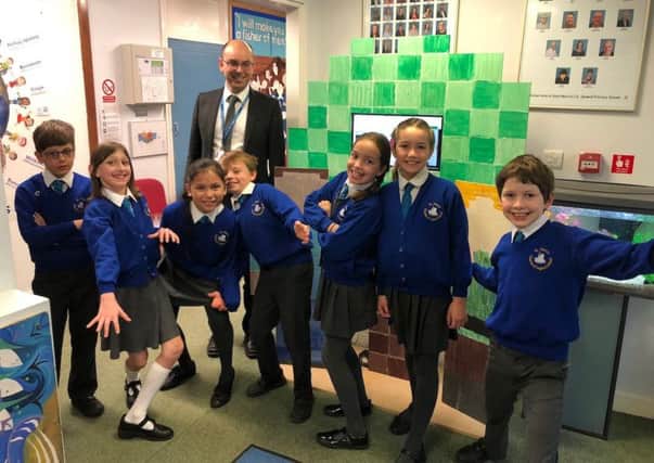 Pupils with their Minecraft tree