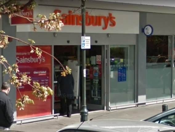 The 4x4 crashed through the automatic doors of Sainsbury's in Crawley, the court heard. Pictures: Google Streetview