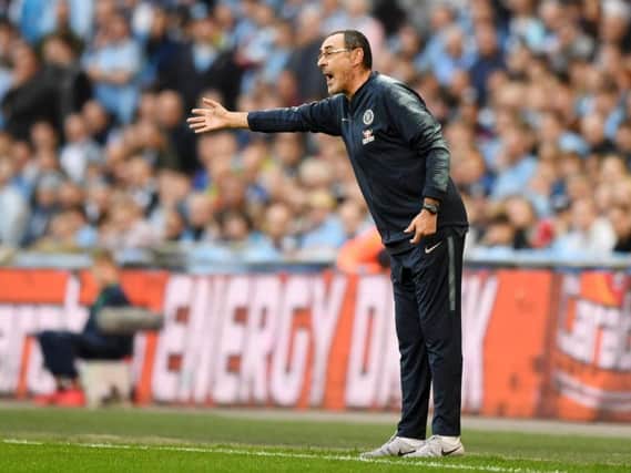 Maurizio Sarri, whose presence in the technical area has divided Chelsea fans / Picture by Getty Images