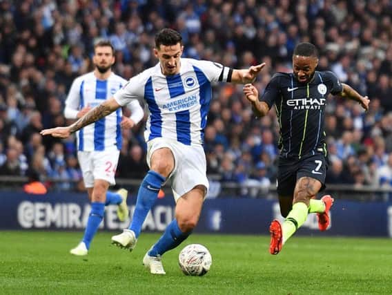Action from Brighton's FA Cup semi-final defeat to Manchester City last weekend. Picture by Getty Images