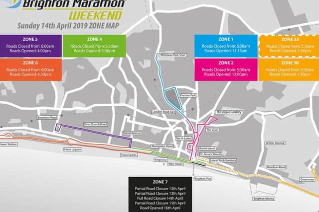 Road closures on Sunday for the Brighton Marathon (Credit: Grounded Events)