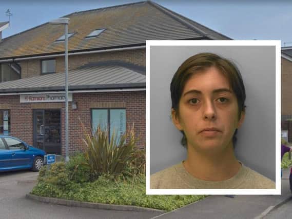 Megan Hammond was jailed for robbing Kamsons Pharmacy in Bognor (pictured). Picture: Google Streetview/Sussex Police