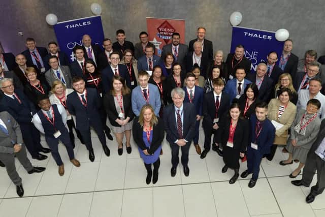Young Start Up Talent finalists, judges and guests attending the 2019 ceremony at Thales (Photo by Jon Rigby)