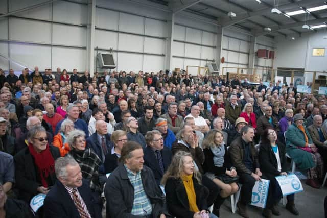 The audience at The Brexit Party rally in Shoreham Airport SUS-190416-110219001