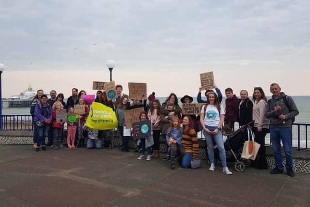 Youngsters strike against climate change on Eastbourne seafront