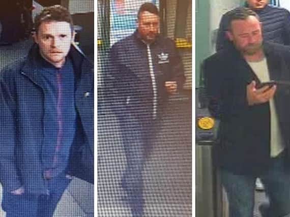 Do you recognise these men? CCTV images provided by British Transport Police