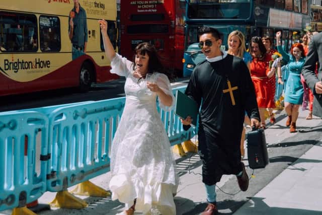 Sophie Tanner on her wedding day in 2015 at Brighton Fringe (Credit: SWNS)