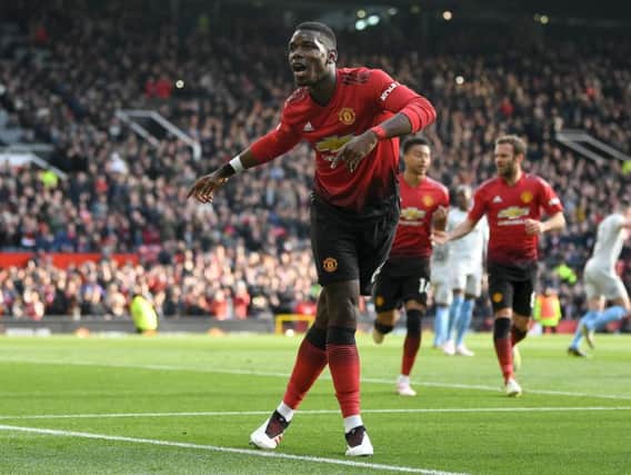 Paul Pogba celebrates scoring against West Ham. Picture by Getty Images