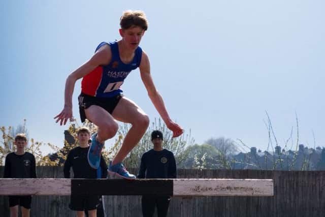 Lewis Courtnage in the steeplechase. Picture courtesy Katie Arnold