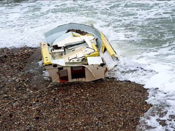 The boat once it had been tied down. Picture via Selsey Coastguard Rescue Team