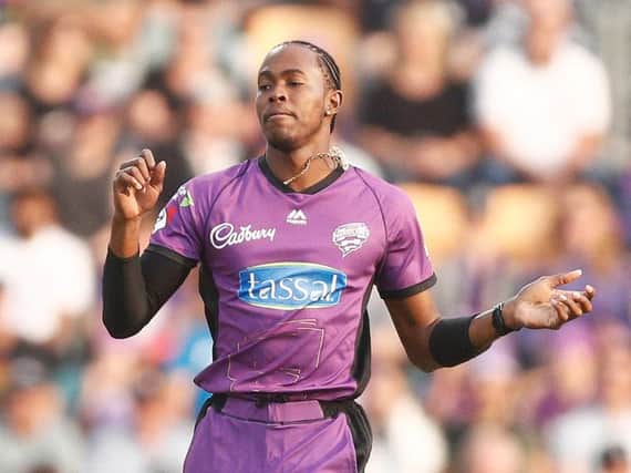 Jofra Archer of the Hurricanes bowls during the Big Bash League