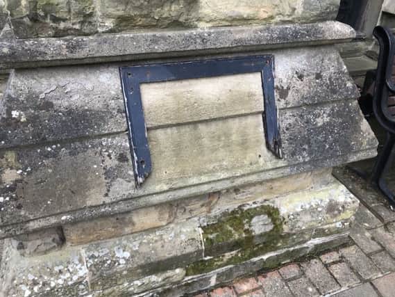 The plaque went missing from the base of St Mark's spire