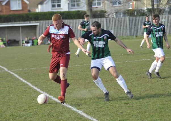 Zack McEniry on the ball during Little Common's 4-1 win at home to Pagham a fortnight ago. Picture by Simon Newstead