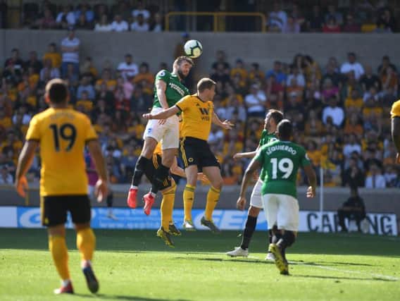 Action from Brighton's draw at Wolves. Picture by PW Sporting Photography