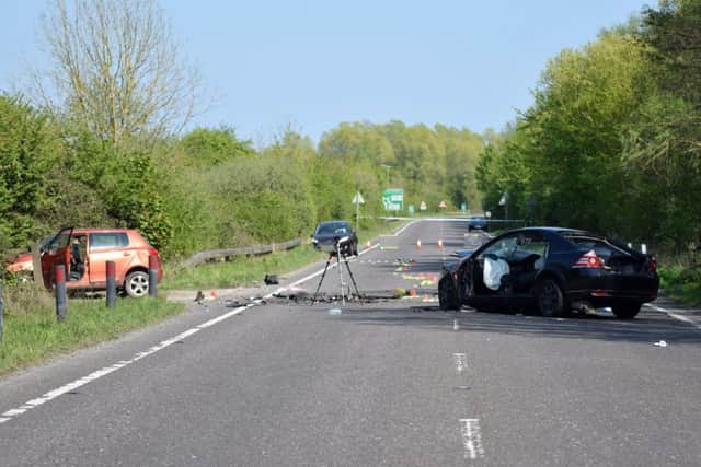 The scene of the collision on the A27 Pevensey Bypass, photo by Dan Jessup