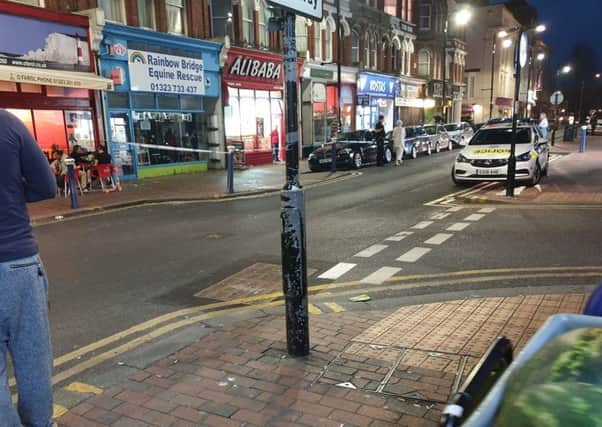 Police on scene in Seaside Road, Eastbourne, photo by Andy St-Claire