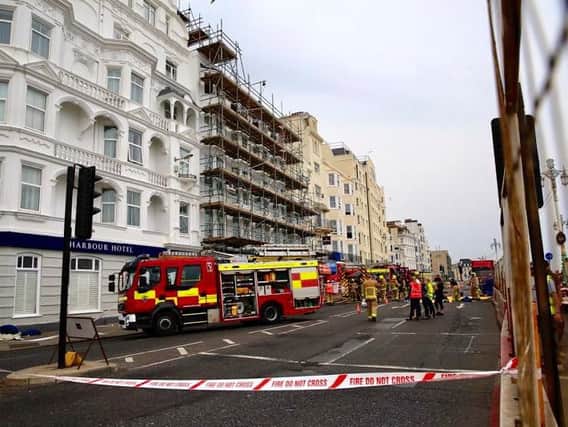 The seafront road was sealed off by emergency services