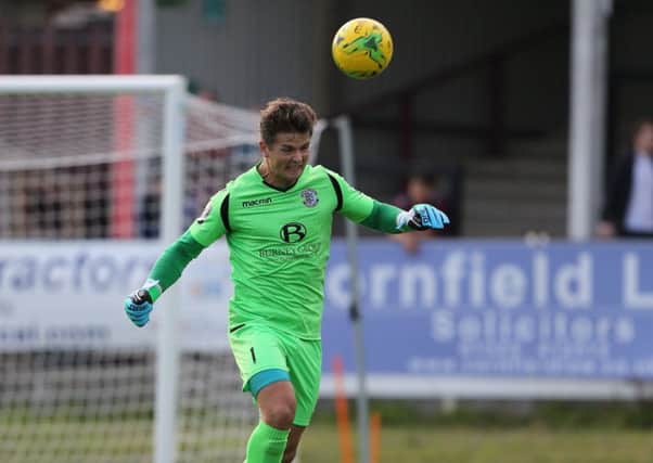 Charlie Horlock is set to return in goal for Hastings United's play-off semi-final as Louis Rogers will be suspended. Picture courtesy Scott White