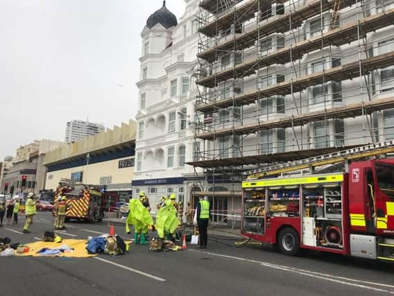 The fire service was called to the Brighton hotel after a gas alarm sounded