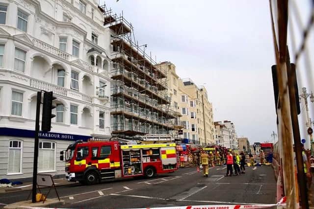 The road was sealed off while the fire service investigated the cause of the fire alarm