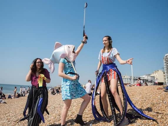 Some unusual outfits at the beach clean