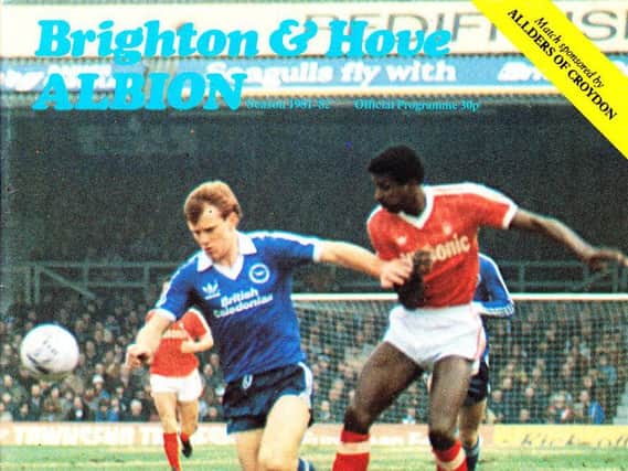 The front cover of the Brighton v Arsenal programme in 1982
