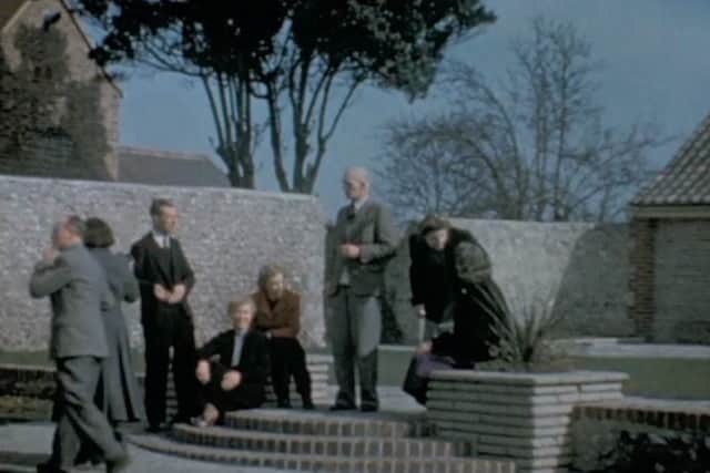 Southwick Players in the garden of the community centre, before it was refurbished
