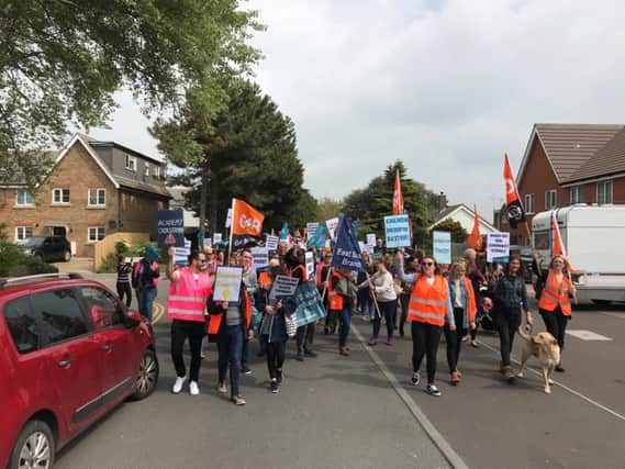 Protesters on the march in Peacehaven