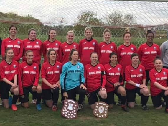 Hassocks Ladies with the league winners trophy. Picture courtesy of Scott McCarthy