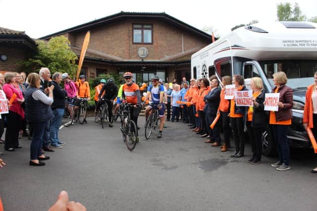 Patrick McIntosh sets off on his epic cycling challenge to raise money for St Catherines Hospice