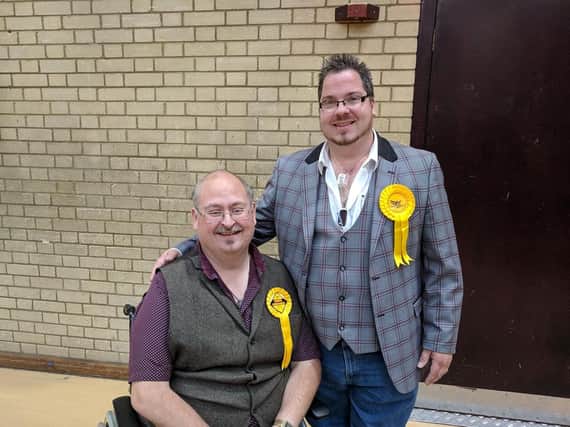Chris and Billy Blanchard-Cooper at today's election count