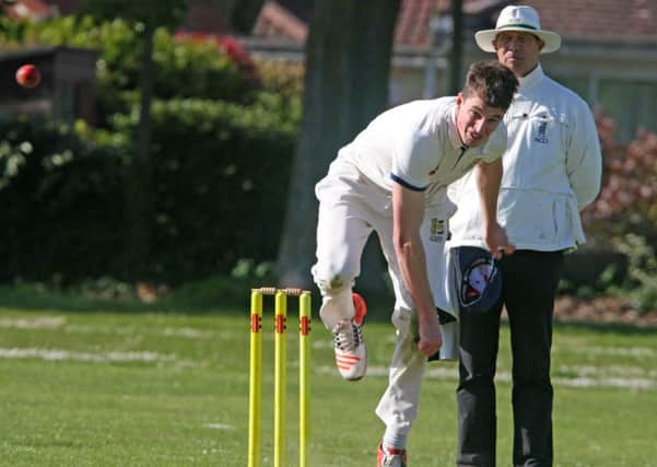 Adam Pye bowling for Hastings Priory against Goring By Sea. Pictures courtesy Derek Martin Photography