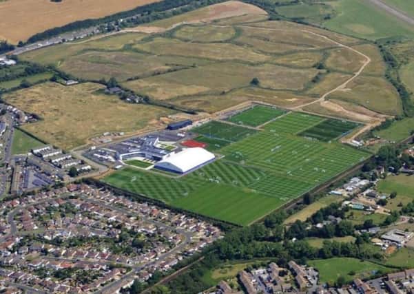 Aerial view of Brighton and Hove Albion Football Club's current training ground in Lancing
