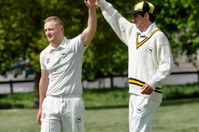 Findon celebrate a wicket in the win over Broadwater. Picture by Stephen Goodger