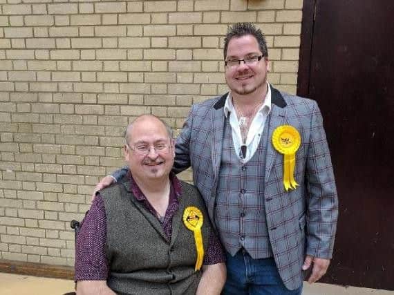 Chris and Billy Blanchard-Cooper at Friday's election count