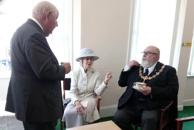 Princess Alexandra chatting with Worthing mayor Paul Baker