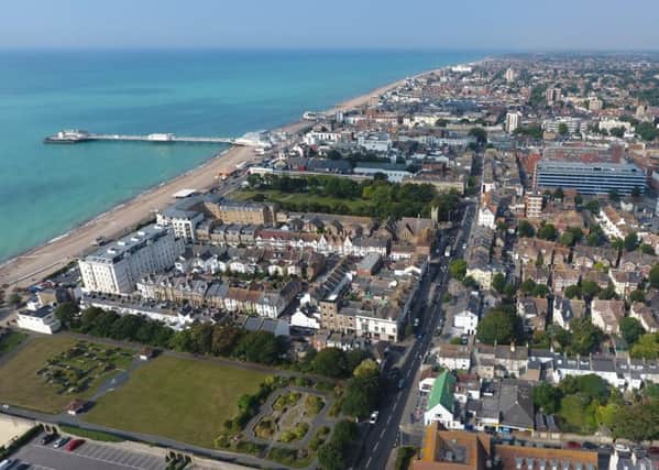 Aerial shot of Worthing seafront