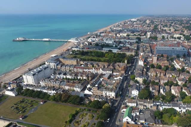 Aerial shot of Worthing seafront