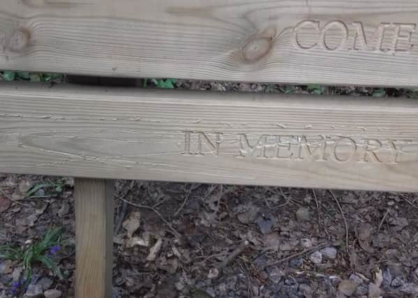 The memorial bench in St Mary's Wood was targeted by vandals