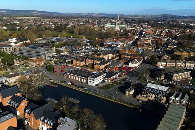 An aerial view of Chichester