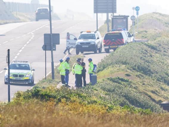 Police and HM Coastguard at the scene this morning