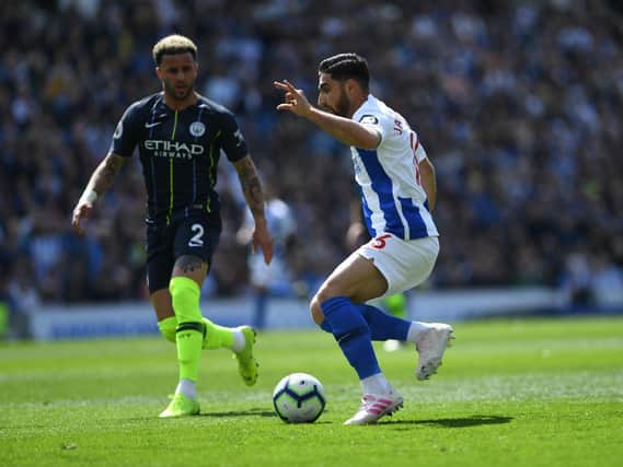 Action from Brighton's Premier League match with Manchester City. Picture by PW Sporting Photography