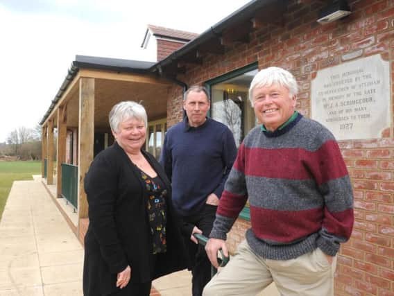 C150363-3 BTH Mid Stedpavilion phot kate
David Burton, chairman of the Stedham Sports Association, right, with Sue Yeates, secretary, and Steve Trussler, project manager, outside the new Stedham pavilion.Picture by Kate Shemilt.C150363-3