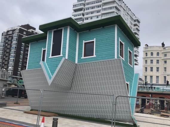 The Upside Down House, under construction on Brighton seafront